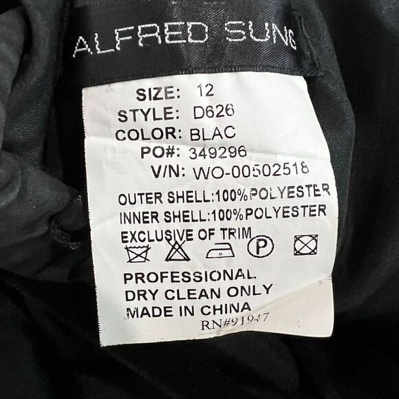 Alfred‎ Sung Black Cocktail Party Dress Shoulder Detail - Picture 3 of 11